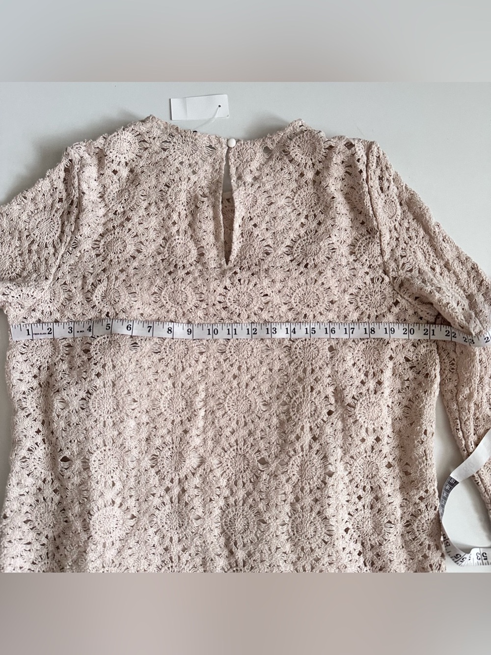 Loft Cream Crochet Shift Dress Long Sleeve Size XL - Picture 6 of 6